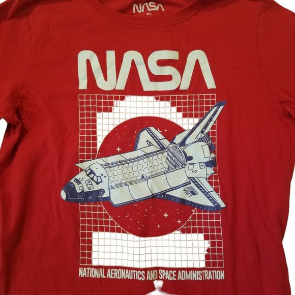 Teen Unisex Graphic T Tshirt XL NASA Red Spaceship Space Shuttle Juniors Tagless - Picture 6 of 14